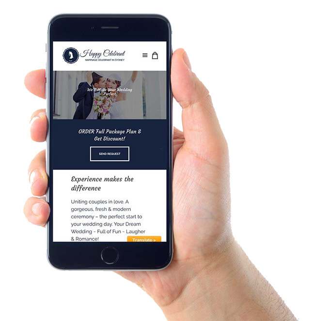 Happy Celebrant Website on Mobile