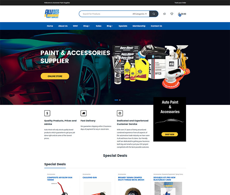 Autowest eCommerce website design