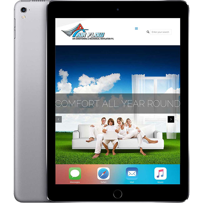 Air Flow Sydney Website on Tablet