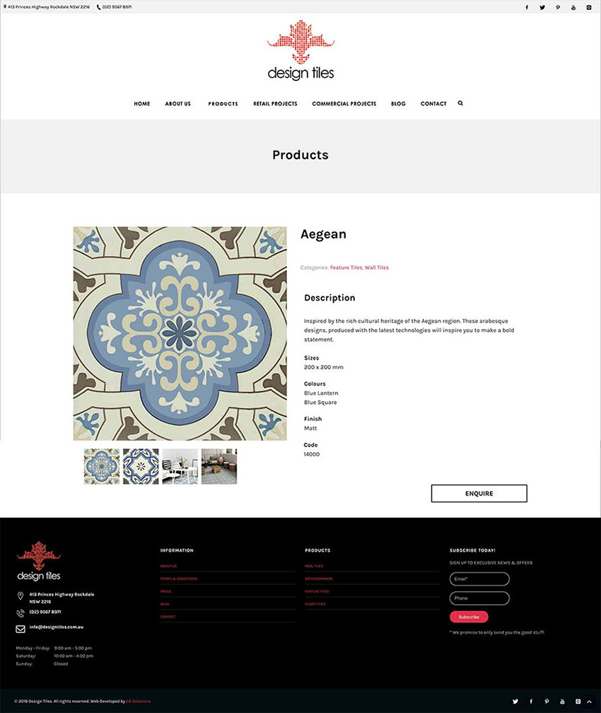 Design Tiles Product Detail Page