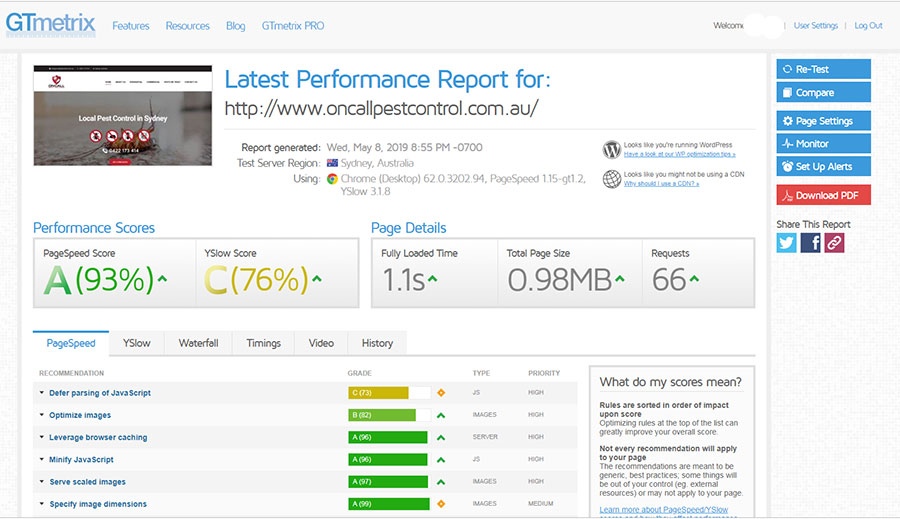 Website speed optimisation