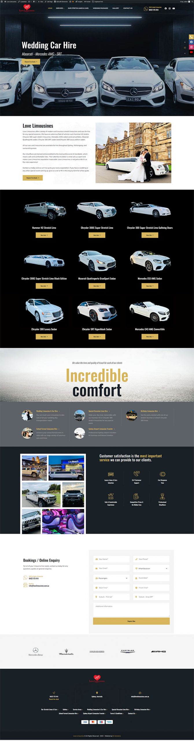 Love limousines Website - Homepage Design